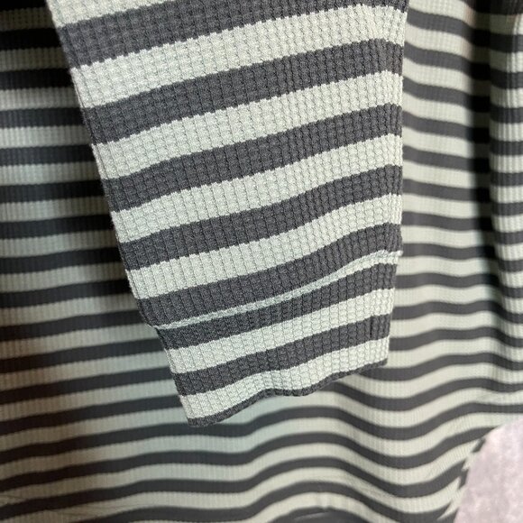 Lou Grey Women Green Striped Cowl Neck Slouchy Stretch Relaxed Waffle Knit Top S - Picture 4 of 9